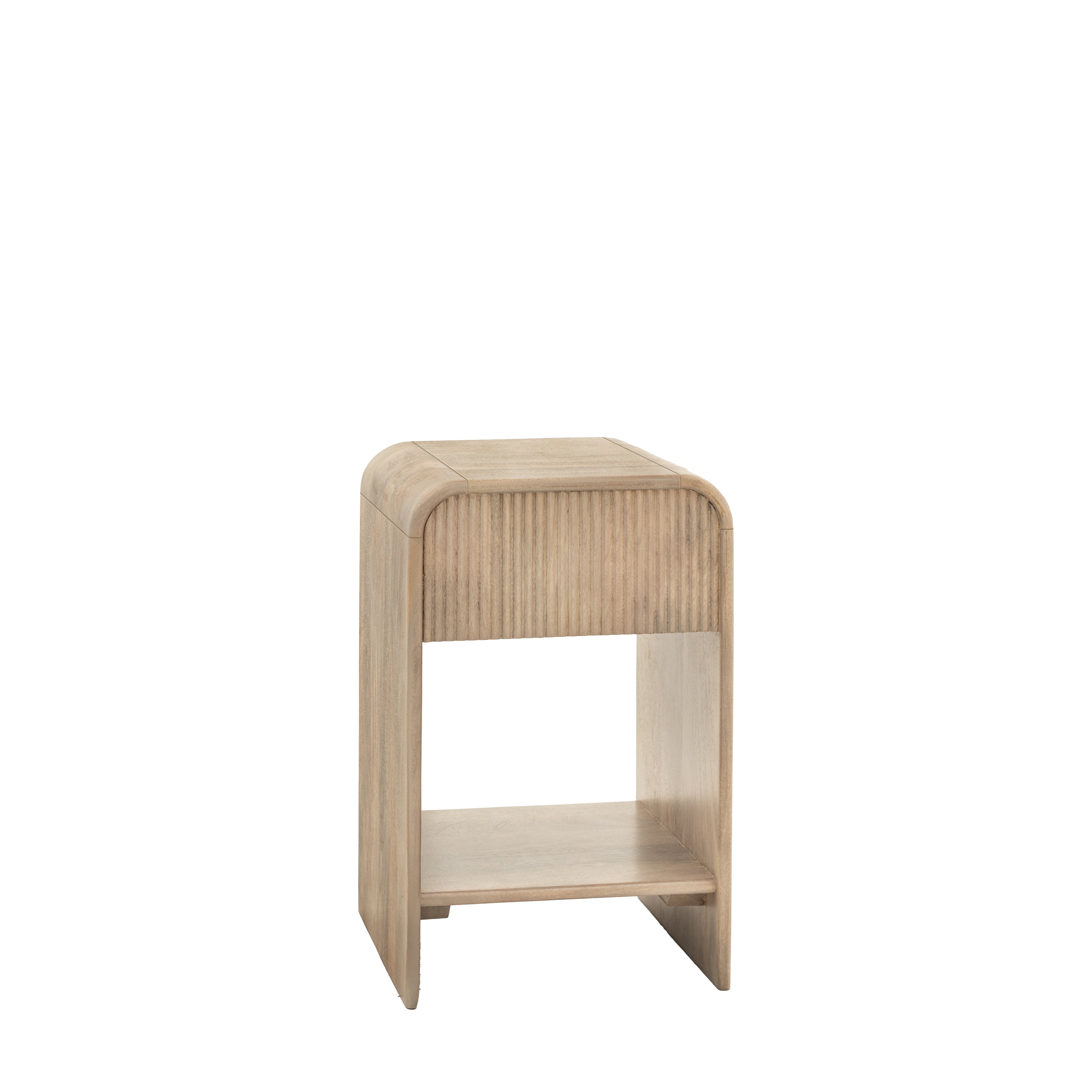 Antrury Natural Mango Wood Curved Bedside Table